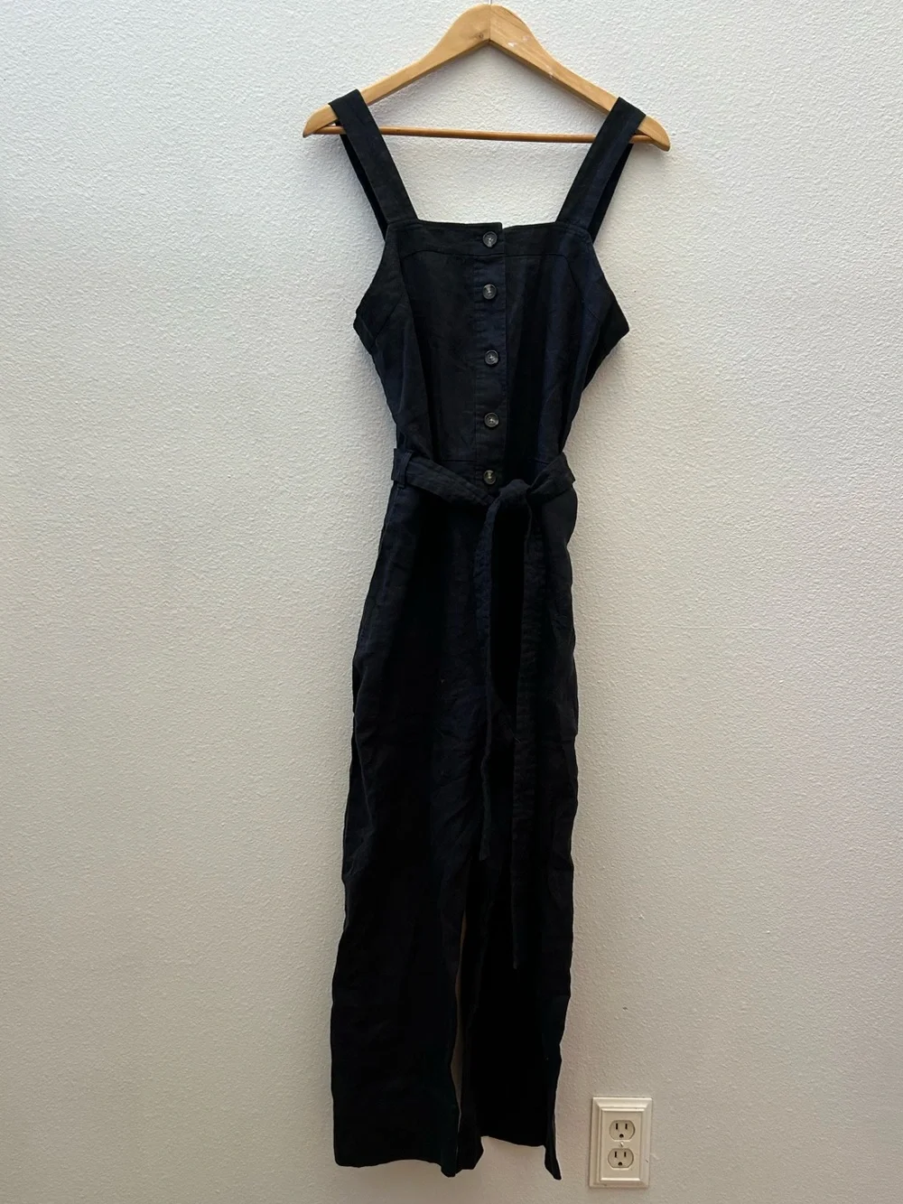 EVERLANE black linen overalls